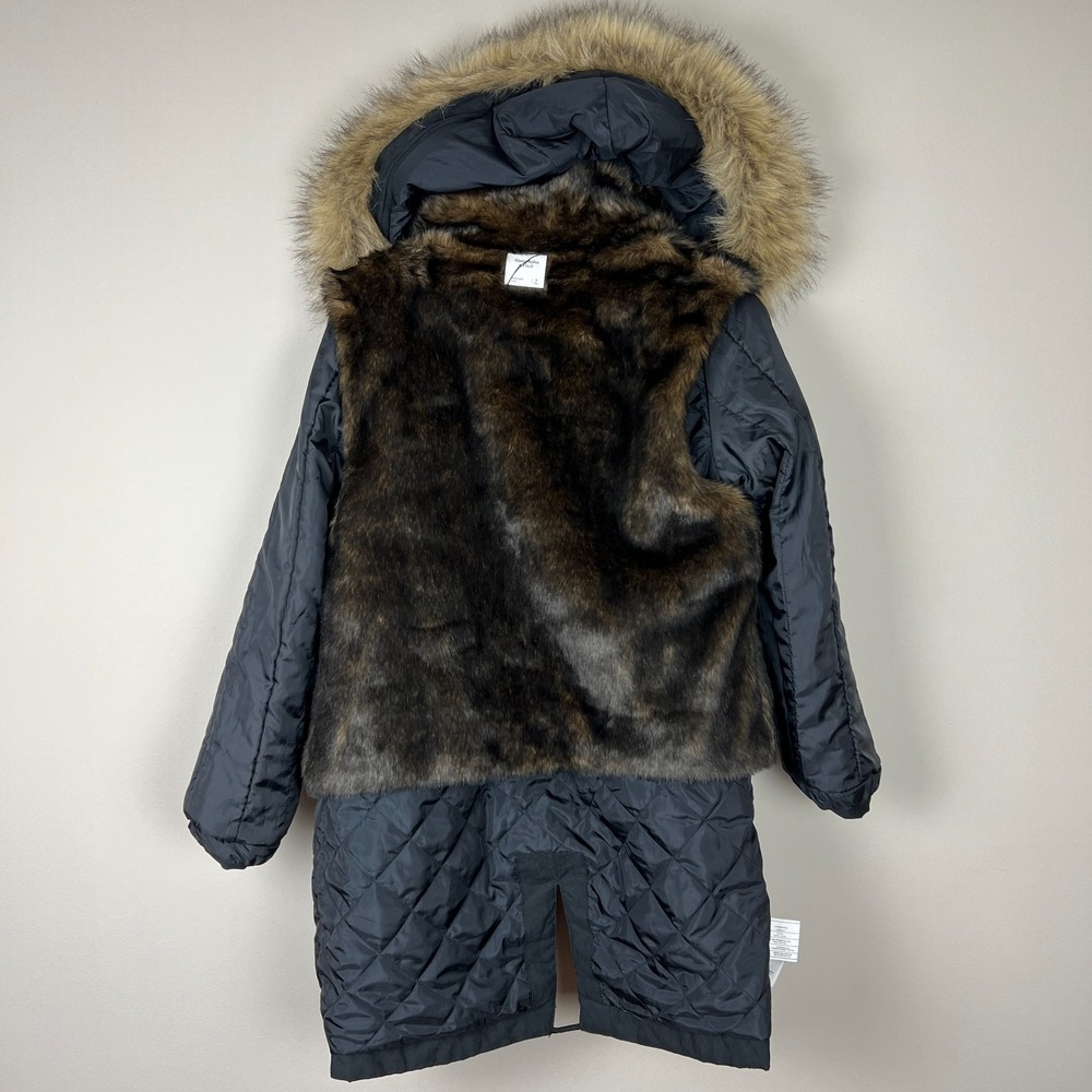 Abercrombie & Fitch Parka Jacket Womens Small Black Faux Fur Lined Hooded Winter - Picture 8 of 16